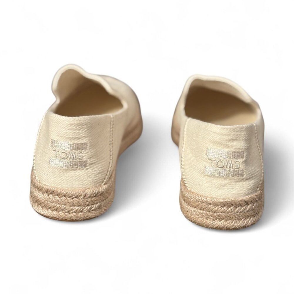TOMS Carolina Platform Espadrille Slip-On Shoes Neutral Beige Canvas Size 8 - Picture 3 of 6